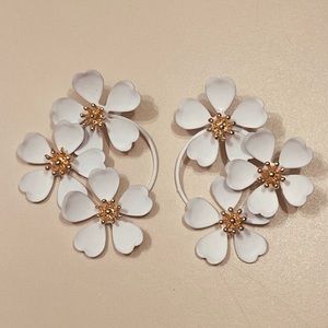 White earrings for women flowers design